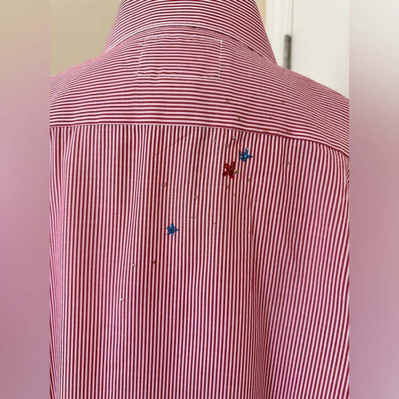 Vintage July 4th Theme Women’s Button Down Long Sleeves Shirt - Picture 7 of 14